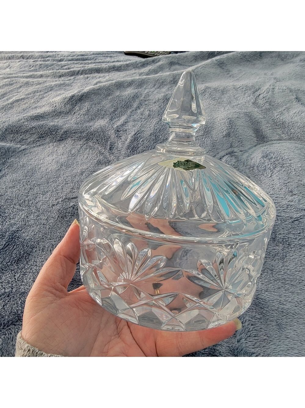 Vintage Shannon Crystal Leaded Crystal Round Powder Bowl with Lid Trinket Box